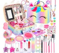 NCKIHRKK Kit de Maquillage pour Enfant Fille, 34 PCS Jouet de Malette Maquillage Lavable Non Toxique, Coffret Maquillage Enfant Makeup Set, Cadeau de Noël Anniversaire pour Fille 3 4 5 6 7 8 9 Ans