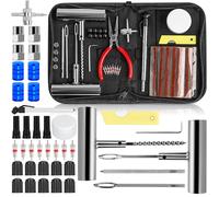 NCKIHRKK Kit de Mèches Réparation de Pneu,82 Pièces Outils de Meche Pneu Crevaison,avec 40 Bandes de Réparation,Kit Anti Crevaison Voiture Portables Automatique d'urgence pour Auto Moto VTT Tracteur