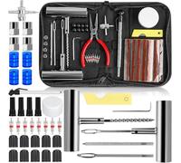 NCKIHRKK Kit de Mèches Réparation de Pneu,82 Pièces Outils de Meche Pneu Crevaison,avec 40 Bandes de Réparation,Kit Anti Crevaison Voiture Portables Automatique d'urgence pour Auto Moto VTT Tracteur