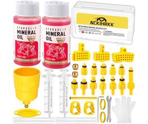 NCKIHRKK Kit Purge Frein VTT MTB, Kit de Purge de Frein à Disque Hydraulique de Vélo Comprenant 120ML d'Huile Minérale, Coffret d’Outils Vélos Bicyclettes Convient pour Shimano, Magura, Tektro