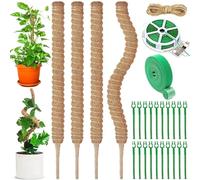 NCKIHRKK Lot de 4 Tuteur Plante, 70cm Tuteur Monstera Pliable, Grimpante sur Piquet de Plante de Fibre de Coco, Tuteur Sphaigne avec Serre-câble, Ficelle, Plante Monstera pour Maison Jardin