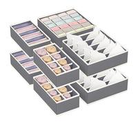 NCKIHRKK Lot de 8 Organisateur sous Vetement Pliable, 24/6/8 Compartiments Organisateur de Tiroir Non-tissé, Rangement Soutien Gorge, Culotte, Chaussette, Cravate, Gris Clair