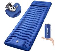 NCKIHRKK Matelas de Camping de 12 cm d'épaisseur, Ultraléger Matelas Gonflable Camping Pliable avec Oreiller & Pompe à Pied, Matelas Autogonflant Tapis de Camping pour Camping Tente Randonnée, Bleu