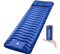 NCKIHRKK Matelas de Camping de 12 cm d'épaisseur, Ultraléger Matelas Gonflable Camping Pliable avec Oreiller & Pompe à Pied, Matelas Autogonflant Tapis de Camping pour Camping Tente Randonnée, Bleu