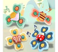 NCKIHRKK Spinner Bebe Ventouse, 4 Pièces Jouet Ventouse Bebe, Abeille Papillon Coccinelle Escargot Jouets de Douche Sensoriels, Jouet Bebe, Spinner Bebe Ventouse Cadeau Anniversaire Bébés 1 an