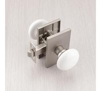 NCL Bouton de porte blanc en porcelaine nickel satin, leviers de porte rectangulaires intrieurs pour chambre coucher et salle de bain, poign