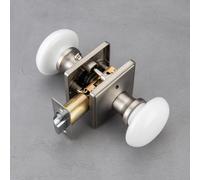 NCL Boutons de porte blancs, leviers de porte carrs en porcelaine intrieure, poignes de porte d'intimit en nickel satin, serrures de porte p