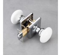 NCL Boutons de porte blancs, leviers de porte carrs en porcelaine intrieure, poignes de porte d'intimit en chrome brillant, serrures de porte