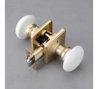 NCL Boutons de porte blancs, leviers de porte carrs en porcelaine intrieure, poignes de porte d'intimit en laiton satin, serrures de porte p