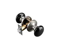 NCL Boutons de porte noirs, leviers de porte ronds en porcelaine intrieure, poignes de porte d'intimit en nickel satin, serrures de porte pou