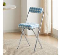 NCLOYN Folding Chair with Cushion & Metal Frame (Blue,55cm/22) | Portable Folding Stool with Backrest, Upholstered Counter Height Chairs for Kitchens, Home Offices and Dining Rooms