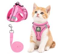 NCMAMA Ensemble harnais et laisse pour chat, harnais anti-fugue pour chaton | Maille douce et respirante, ajustement facile, boucles à pression, clip robuste, bandes réfléchissantes
