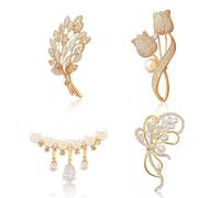 NCOALE Broche Femme 4pcs Strass Cardigan Clip Vintage Broches pour Vêtements Pull Écharpe Cardigan Cardigan Antique Cape Broche pour Fête Banquet Écharpe Vêtements Décoré, Alliage de haute qualité