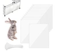 NCOALE Lot de 12 inserts de cage pour animaux de compagnie Transparent Protection urine 26 x 21 cm Doublure latérale en PVC avec 100 serre-câbles pour lapin, cochon d'Inde, hamster