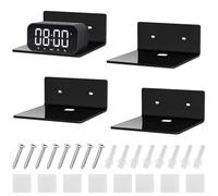 NCOALE Lot de 4 Étageres Murales Flottantes en Acrylique, 10x10 cm, Noires, Design Moderne pour Salon, Chambre, Cuisine - Étagère Murale de Stockage