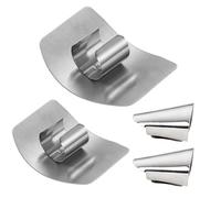 NCOALE Lot de 4 Protege Doigt Cuisine, Protège-Doigts en Acier Inoxydable pour Couper Protection - Support Réglable - Protection des Doigts - Outil de Cuisine