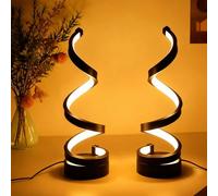NCONCO lampe LED en spirale pour chambre à coucher, lampe de bureau USB, trois couleurs à intensité variable, design torsadé minimaliste noire (2)