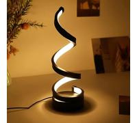 NCONCO lampe LED en spirale pour chambre à coucher, lampe de bureau USB, trois couleurs à intensité variable, design torsadé minimaliste noire