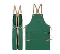 NCONCO Tablier de chef pour homme et femme avec bretelles croisées réglables et poches, tablier pour serveurs, cuisine, pâtisserie, peinture artistique, Vert, 31.5x23.5 Inches