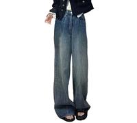 NCQiFei Baggy Jeans Pantalon Femme Y2K Pantalon à Jambes Larges Jean Femme Taille Haute Elastique Harajuku Streetwear Casual Ample Pantalon Boyfriend Denim Pantalon Cargo pour Femme