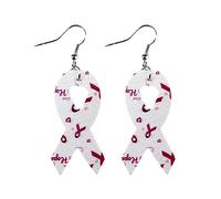 NCQiFei Cancer du Sein Ruban Rose Boucles D'Oreilles à Tige Octobre Pour La Sensibilisation Au Cancer Du Sein, éLégants Accessoires Boucles D'Oreilles Pendantes En Forme De Cœr Pour Femmes