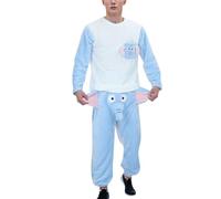 NCQiFei Ensemble Éléphant Pyjama 2 Pièces Hiver Chaud - Manches Longues et Pantalon De Maison Humoristique Large en Peluche (Blue, XXXXL)