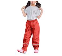 NCQiFei Pantalon De Pluie Enfant Salopette Pantalon pour Fille Et Garçon Combinaison Pantalon Impermeable Et Coupe-Vent Pantalon Respirant Outdoor avec Bande Réflé Pantalons (03-Red, 104)
