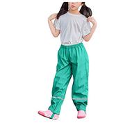 NCQiFei Pantalon De Pluie Enfant Salopette Pantalon pour Fille Et Garçon Combinaison Pantalon Impermeable Et Coupe-Vent Pantalon Respirant Outdoor avec Bande Réflé Pantalons (03-Green, 128)