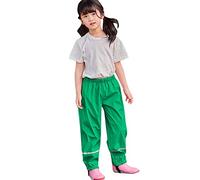 NCQiFei Pantalon De Pluie Enfant Salopette Pantalon pour Fille Et Garçon Combinaison Pantalon Impermeable Et Coupe-Vent Pantalon Respirant Outdoor avec Bande Réflé Pantalons (05-Green, 5-6 Years)