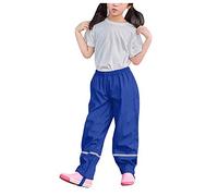NCQiFei Pantalon De Pluie Enfant Salopette Pantalon pour Fille Et Garçon Combinaison Pantalon Impermeable Et Coupe-Vent Pantalon Respirant Outdoor avec Bande Réflé Pantalons (01-Blue, 10-12 Years)