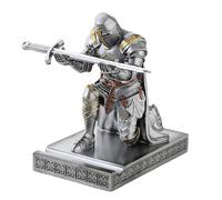 NCQIXIAO Porte-stylo médiéval Templier Vanguard Chevalier Porte-stylos Organisateur de bureau et accessoires Support de téléphone portable en résine comme cadeau avec une épée fantaisie pour bureau et