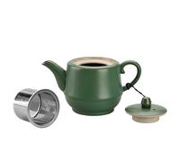 NCQIXIAO Théière en Céramique de Style Rural avec Infuseur en Acier Inoxydable 450 ml - Théière en Porcelaine pour Thé en Fleurs et Thé en Vrac (Vert)