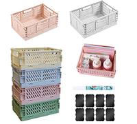 NCRGB 6 Bac Rangement 25×16.5×10cm,MoyenTaille Caisse Pliable Plastique,Bac Rangement Plastique,Caisse Plastique Pliable,Bac de Rangement Plastique avec Poignée pour Cuisine,Chambre à Coucher