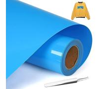 NCRGB Rouleau Flex Thermocollant pour Tissu Vinyle Bleu Lac 30.5×400cm(avec Pincettes) Tissus Vinyle Thermocollant pour Cricut Machine de Découpe Silhouette,pour T-Shirts,Autres Tissus