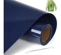 NCRGB Rouleau Flex Thermocollant pour Tissu Vinyle Bleu Marine 30.5×200cm(avec Arochet) Tissus Vinyle Thermocollant pour Cricut Machine de Découpe Silhouette,pour T-Shirts,Autres Textiles