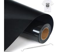 NCRGB Rouleau Flex Thermocollant pour Tissu Vinyle Noir 30.5×200cm(avec Arochet) Tissus Vinyle Thermocollant pour Cricut Machine de Découpe Silhouette,pour T-Shirts,Autres Textiles