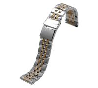 NCSAJCNX Bracelet de montre en acier inoxydable 20 mm, 22 mm, 24 mm, compatible avec les montres Breitling, argent et or, for homme, fermoir caché à bouton-poussoir(Silver gold,20mm)