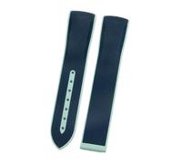 NCSAJCNX Bracelet de montre en caoutchouc souple double 20 mm compatible avec Omega Strap X S-Watch Joint MoonSwatch Celestial, bracelet incurvé(Dark Blue,20mm-Black Round Buc)