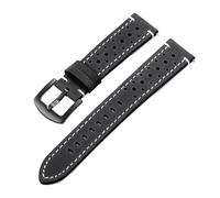 NCSAJCNX Bracelet de montre en cuir de vache respirant, compatible avec Omega et Seiko, avec fermoir noir(Black-White,22mm)