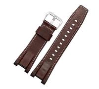 NCSAJCNX Bracelet de montre en cuir et nylon for homme, compatible avec les modèles Casio GST-S130 / S110 / S120 / W130 / B100 / W300, 24-16 mm(Brown Leather,26x14 Black Buckle)