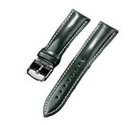 NCSAJCNX Bracelet en cuir de vache brillant compatible avec Omega for Seiko, marron, noir, vert, bracelet Cordovan, accessoires for hommes(Green Blue,22mm)