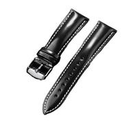 NCSAJCNX Bracelet en cuir de vache brillant compatible avec Omega for Seiko, marron, noir, vert, bracelet Cordovan, accessoires for hommes(Coal Black,20mm)
