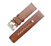 NCSAJCNX Bracelet en cuir de vache compatible avec les montres Diesel DZ 1399/ DZ4280/ DZ4290 avec boucle ardillon en acier inoxydable (24 x 26 x 28 mm)(Brown Silver,26mm)