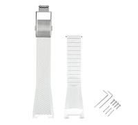 NCSAJCNX Bracelet en silicone liquide compatible avec Casio GST-W300 GST-B100 S100 110 120 Sport, boucle déployante, bracelet de rechange avec vis(White-silver)