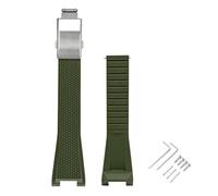 NCSAJCNX Bracelet en silicone liquide compatible avec Casio GST-W300 GST-B100 S100 110 120 Sport, boucle déployante, bracelet de rechange avec vis(Green-silver)