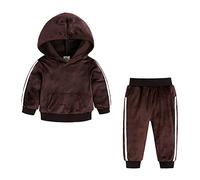 NCTCITY Enfant Bébé Survêtement Ensemble Toddler Garçon Fille 2pcs Vêtements en Velours Chemise à Capuche et Pantalons Sweat + Pants Set Hoodie Haut + Pantalon Côté Rayé Jogging Top Bottom