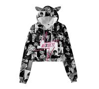 NCTCITY Femmes Sweat-Shirts Court à Capuche Cat Ear Crop Tops Hoodie Stray Kids MAXIDENT Impression Numérique 3D Athlétique Pullover Manches Longues BangChan Changbin Hyunjin Felix Seungmin