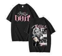 NCTCITY Homme Femme T-Shirt en Coton Stray Kids Doit Imprimé Tee Shirt Manches Courtes Unisexe Harajuku Tops Nouvel Album BangChan Lee Know Changbin Hyunjin Han Felix Seungmin I.N