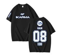 NCTCITY Homme Femme T-Shirt en Coton Stray Kids Karma Imprimé Tee Shirt Manches Courtes Unisexe Harajuku Tops Ceremony BangChan Lee Know Changbin Hyunjin Han Felix Seungmin I.N