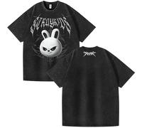 NCTCITY Homme Femme T-Shirt en Coton Tee Shirt Manches Courtes Unisexe Délavé Vintage Harajuku Chemise Tops Stray Kids Dominate World Tour 2025